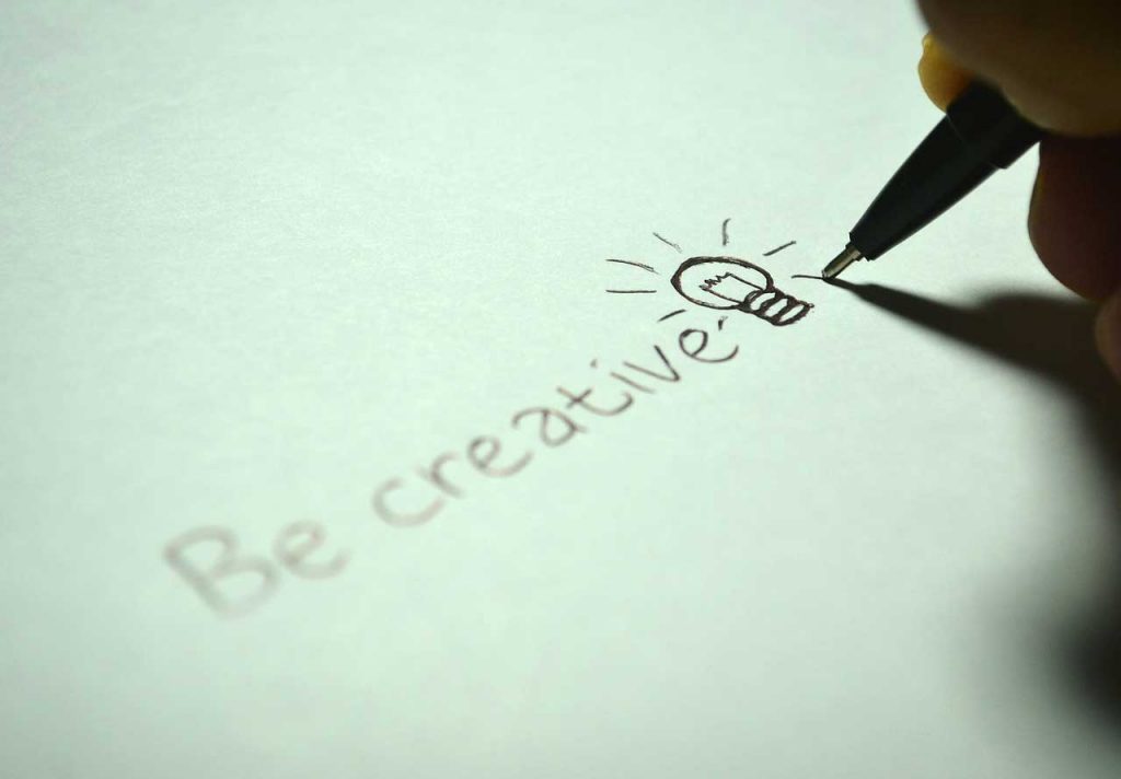 'Be Creative' written on white paper