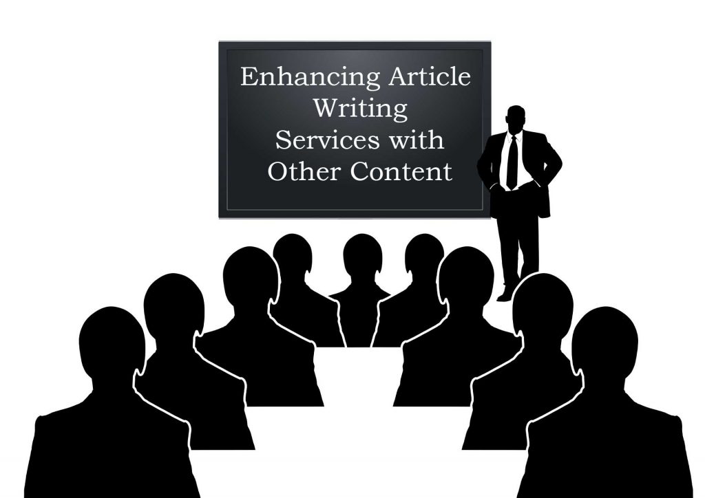 People Silhouettes with Article Title on Blackboard - Enhancing Article Writing Services with Other Content